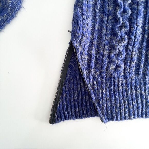 BB Dakota Cable Knit Chunky Sweater Blue Gray Diagonal Zipper Women's M Acrylic - Picture 12 of 12